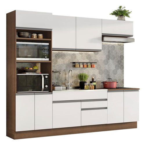Cocina Integral 270cm Glamy Madesa 13 Marrón/Blanco