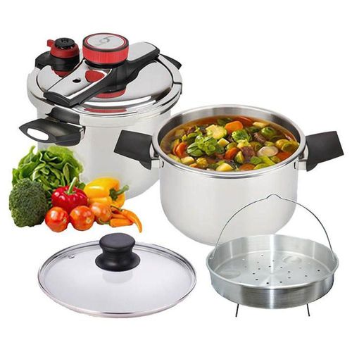 Set De Ollas De Presión 6 Y 4 Lt C/tapa De Vidrio