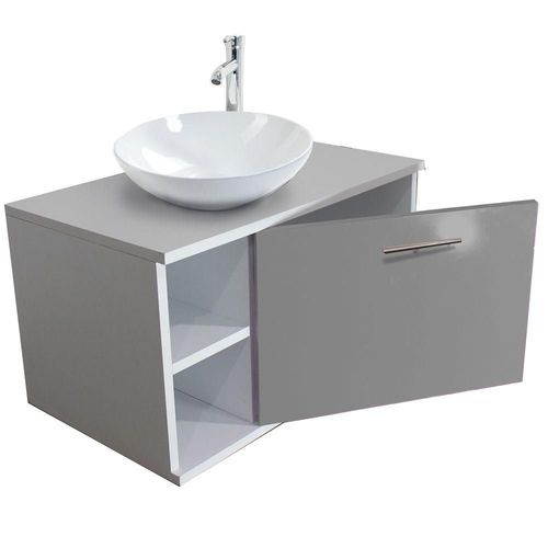 Gabinete Baño Moderno Monomando Ovalin Ensamblado Gris