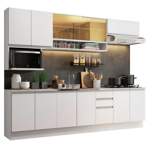 Mueble de Cocina Integral 280cm Genova Madesa Blanco 04