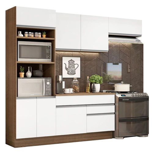 Cocina Integral 270cm Glamy Madesa 14 Marrón/Blanco