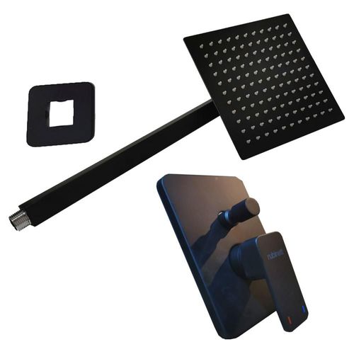 Regadera 25cm Monomando Desviador Rubinett Acero inóx 304  Negro Mate