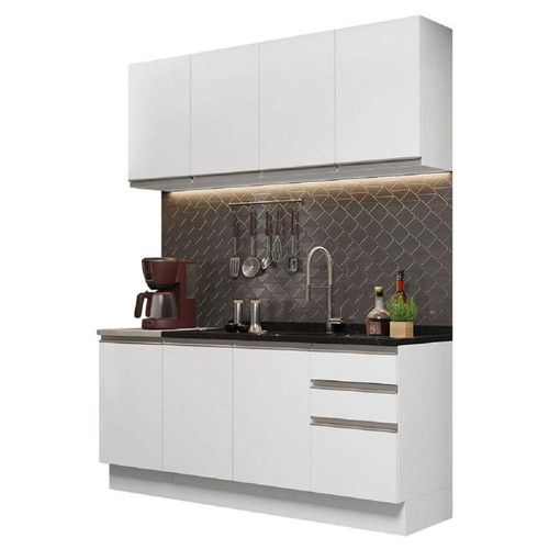 Cocina Integral Madesa Glamy Sin Mesón De Acero 160 Cm Blanco