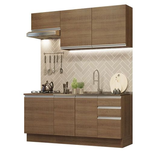 Cocina Integral con Tarja 180cm Glamy Madesa 13 Marron