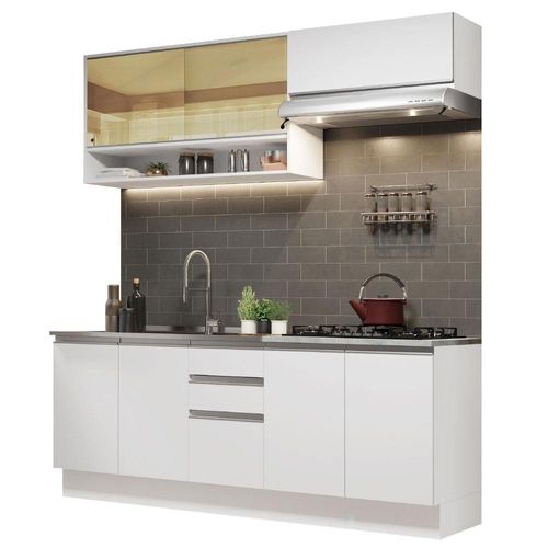 Cocina Integral con Tarja 200cm Glamy Madesa 09 Blanco