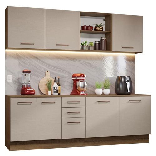 Madesa Gabinete Cocina 240cm x 60cm Agata Rustic/Crema 02