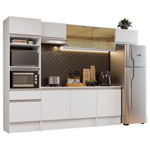 Mueble de Cocina Integral 300cm Blanco Diamante Madesa 02