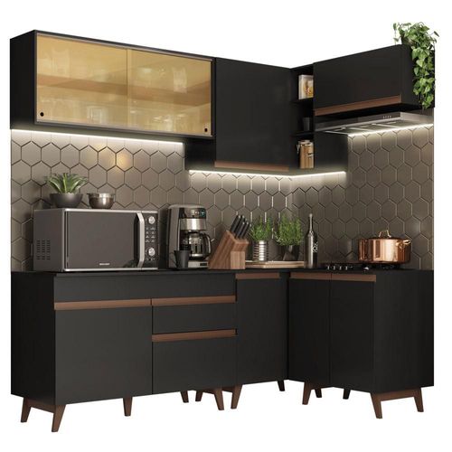 Cocina Completa de Esquinero 332 cm Reims Negro Madesa 02
