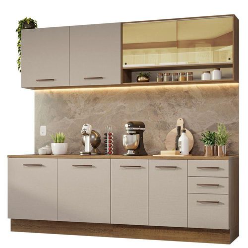 Madesa Gabinete Cocina 240cm x 60cm Agata Rústico/Crema