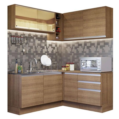 Cocina Integral de Esquina 329cm Glamy Madesa 02 Marron