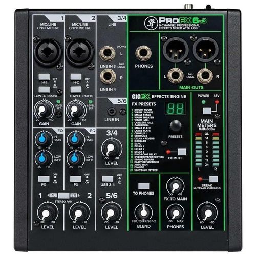 Mezcladora mackie profx6v3 de 6 canales