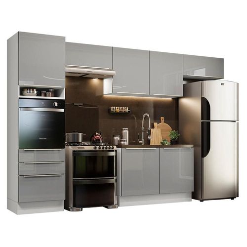 Cocina Integral Completa 340 cm Lux Blanco Gris Madesa 01