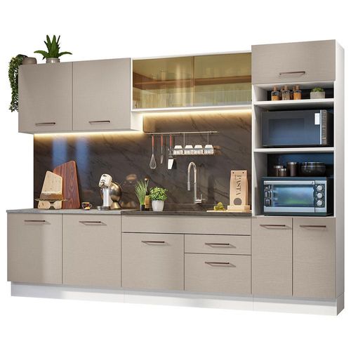 Cocina Integral 310 cm Agata Madesa 01 Blanco/Crema