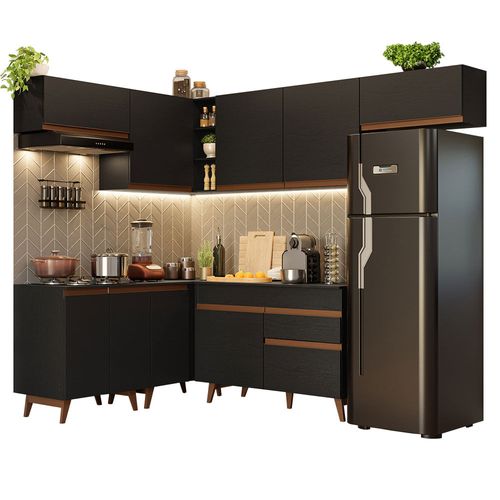 Cocina Completa de Esquinero 402 cm Reims Negro Madesa 03