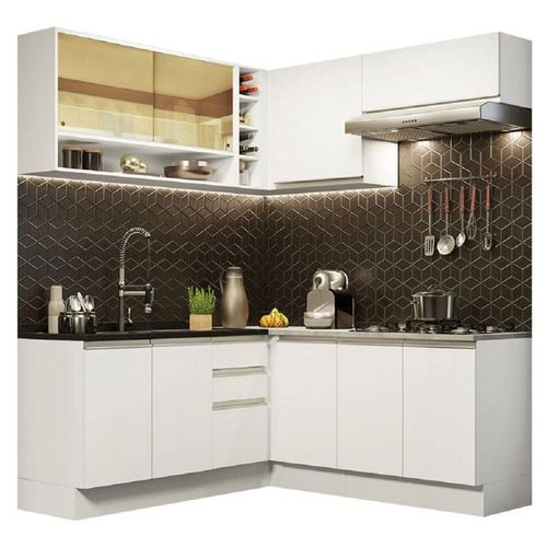 Cocina Integral Esquinera Madesa Glamy Sin Mesón De Acero Blanco