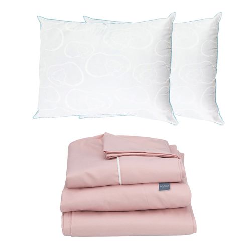 Juego de Sábanas Matrimonial Royal Touch Rosa + 2 Almohadas Osos CZD