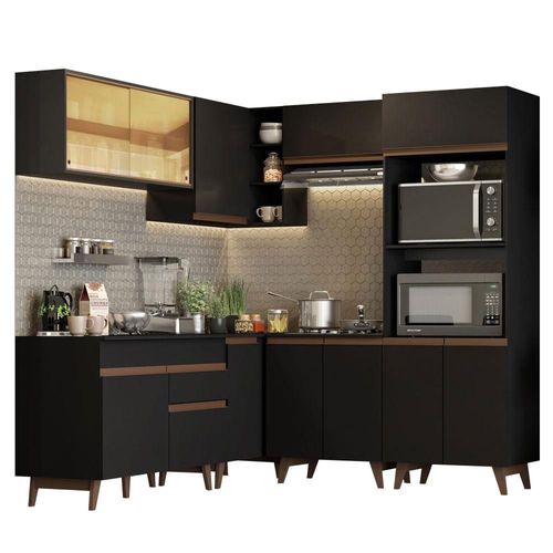 Cocina Completa de Esquinero 402 cm Reims Negro Madesa 01