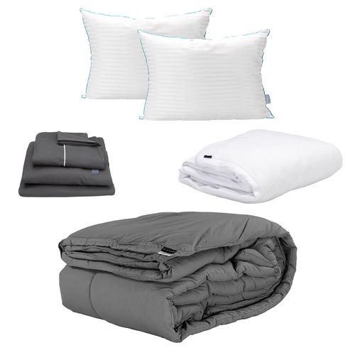Edredón Queen Size Dicasa Homy Gris Oscuro + Blancos CZD