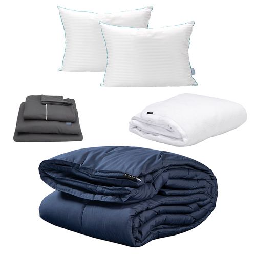 Edredón Queen Size Dicasa Homy Azul+ Almohada Royal+ Blancos CZD