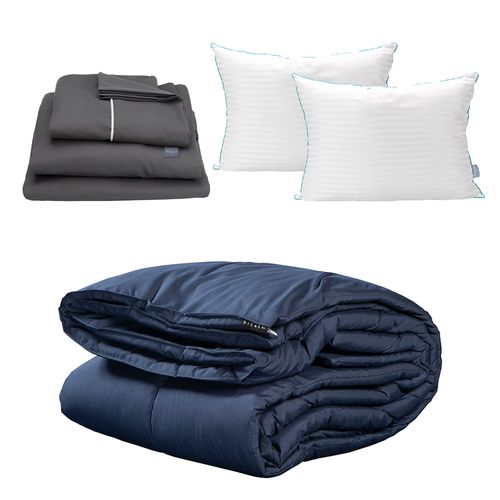 Edredón Queen Size Dicasa Homy Azul +Sábanas +Almohada Royal Twin CZD