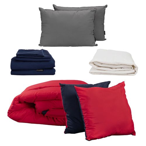 Edredón King Size Couzy Rojo/Azul + Almohadas 2Pack + Blancos CZD