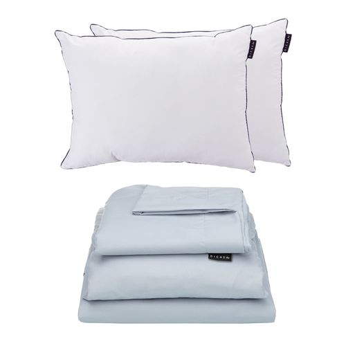 Juego de Sábanas Queen Size Softy Platino + 2 Almohadas One CZD