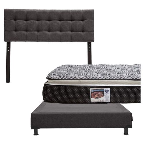 Cabecera Matrimonial Catania Gris O+ Box+ Colchón Spring Air Omega CZD