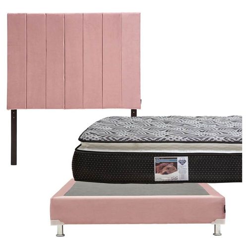 Cabecera Matrimonial Argos Rosa + Box + Colchón Spring Air Omega CZD