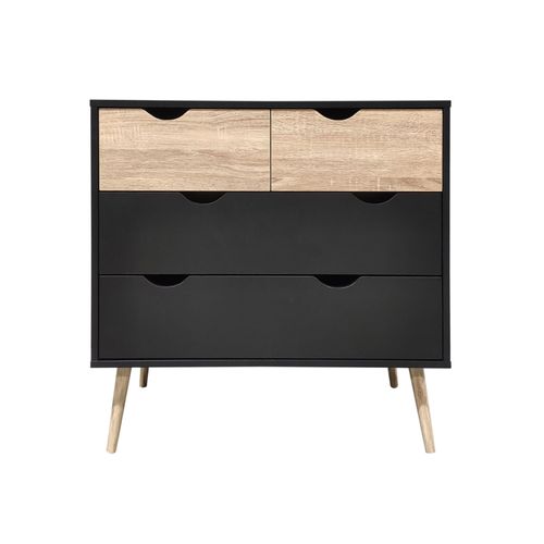 Cómoda Top Living Estilo Nórdico con 4 Cajones Beige y Negro