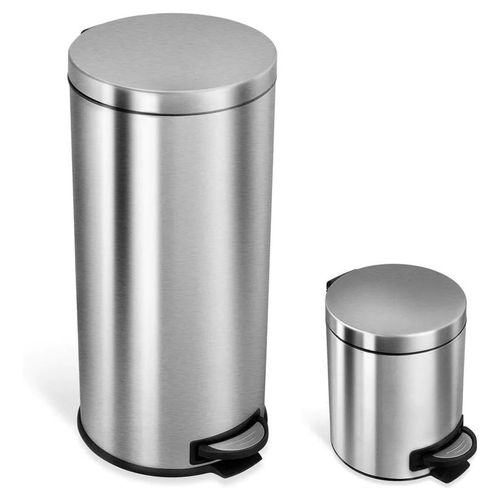 Set 2 Botes de Basura de Acero Inoxidable con Pedal