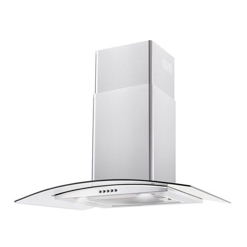 Campana Pared Ajustable IHD CH MILAN 30 de 75 (30") cm Acero Inox y Cristal Curvo