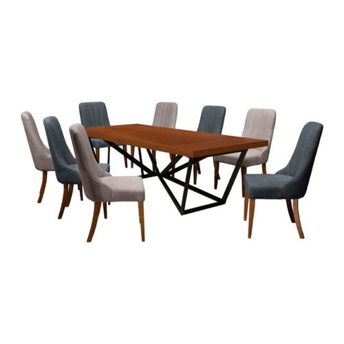 Comedor 8 Sillas Combinadas Kaley Nogal Kessa Muebles