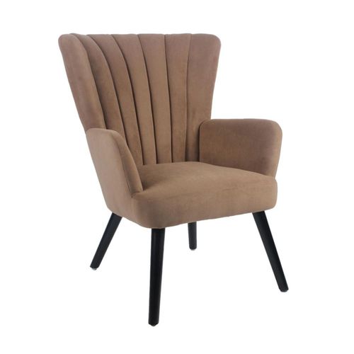 Sillón Individual Top Living Diseño Acanalado de Terciopelo Ideal para Sala Color Café