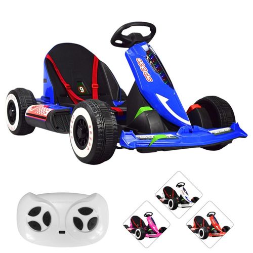 Montable Electrico Go Kart para Niños Largo Ajustable Luz 12V - Azul F1