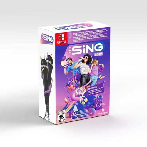 Let's Sing 2024 + 2 hard bundled mics - Nintendo Switch