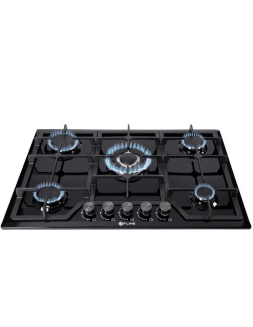 Parrilla de Gas Empotrable 5 Quemadores  Acero Inoxidable Negro | FLINE | Riga  5