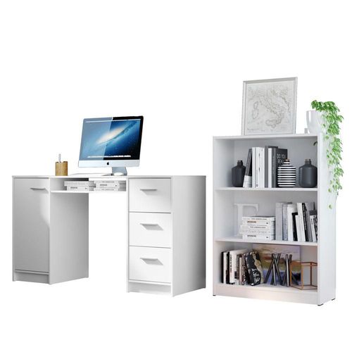 Escritorio Madesa Alaska y Librero Organizador 6907 Branco