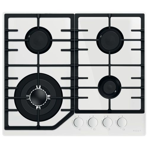 parrilla con cristal templado color blanco a gas 4 quemadores