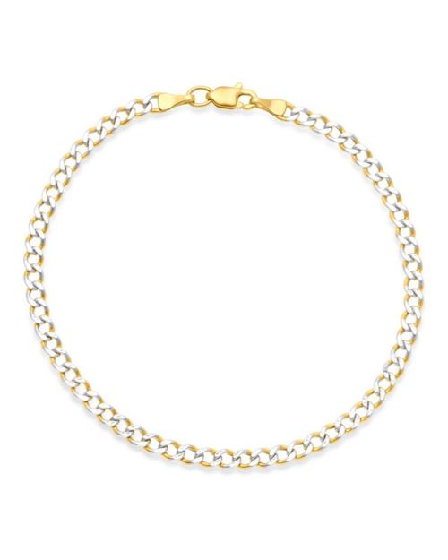 PULSERA DE ORO AMARILLO CON PLATINADO 14K 1X1 (19CM - 3.05MM APROX.)