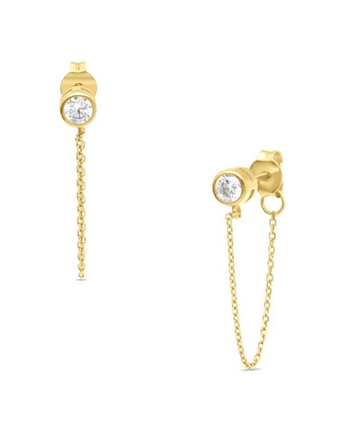 Aretes De Oro Amarillo 14K Con Zirconias ORS-103