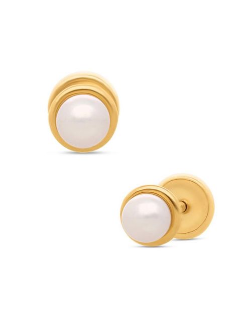 Broqueles De Oro Amarillo 14K Con Perlas PR-315630-A