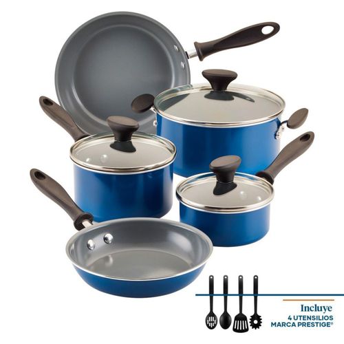 Batería de Cocina, Antiadherente Cerámico, 12 Pzs. Farberware Reliance Pro, color Azul