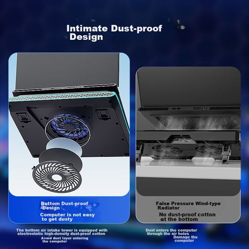 Soporte para Laptop llano con Enfriador de Aire 15.6" Ajustable RGB