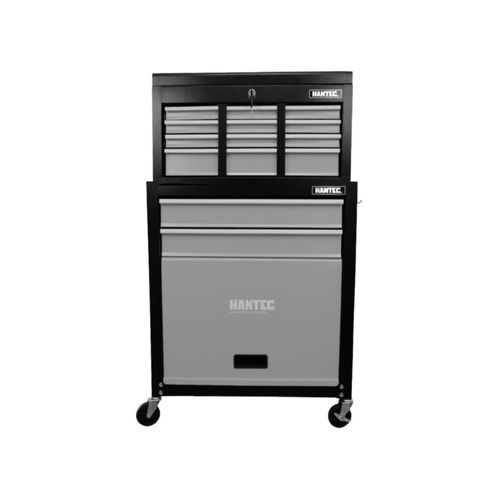 Combo Caja de Herramientas y Estante Móvil - 9 Cajones Deslizables, Metal Reforzado con Ruedas y Cerradura, Color Gris