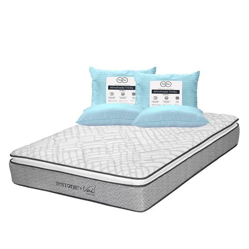 Colchón Queen Size Restonic Vail + 2 AlmohadasTrinity TRY