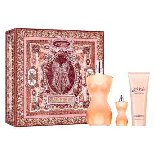 SET JEAN PAUL GAULTIER CLASSIQUE 3PZS 100ML EDT SPRAY/ BODY LOTION 75ML/6ML EDT