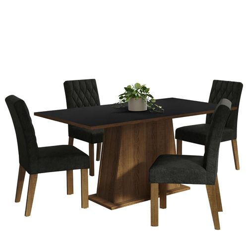 Mesa de Comedor + 4 Sillas Marrón/Negro Madesa