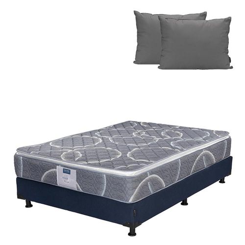 Colchón Queen Size Restonic Bongo Azul+ Box+ Almohada 2Pack CDZ