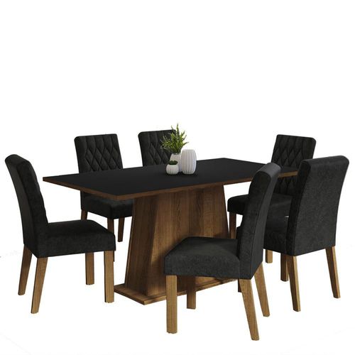 Juego de Comedor Mesa + 6 Sillas Marrón/Negro/Oxford Madesa