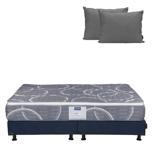Colchón King Size Restonic Bongo Azul+ Box+ Almohada 2Pack CDZ
